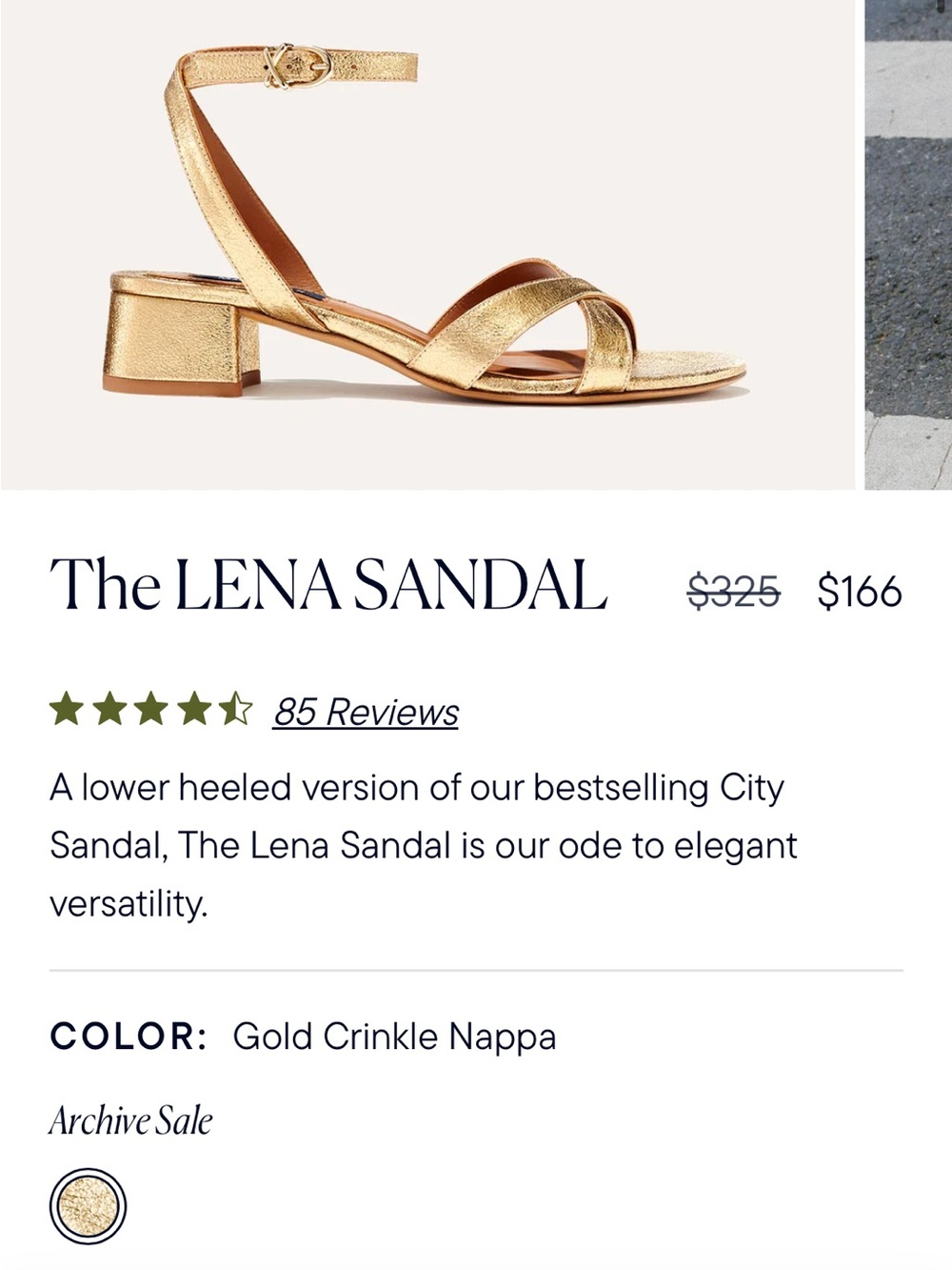 Margaux Lena Sandal — Metallic Gold Strappy Block Heel